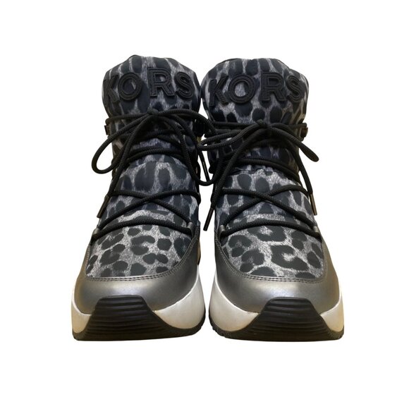 Michael Kors Women’s Black & Grey Leopard Print High-Top Boots Approx. Sz 8/8.5 - Picture 2 of 9
